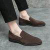 Spring Italian Luxury Designer  Suede Leather Shoes Business Office Dress Shoes for Man Brown Nightclub Party Loafers Man