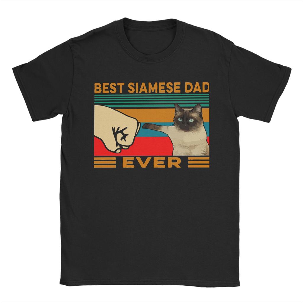 Best Cat Dad Ever Vintage Retro Cat Father Gift T Shirts Pure Cotton Funny Tshirts Round Neck Funny Daddy Tee Shirt Tops Gift