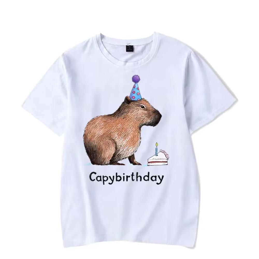 Капибара Капибарадень рождения Принт Смешные футболки Мужские Футболка оверсайз Хип-хоп Уличная одежда Хлопок Смешная футболка Мужская одежда Camiseta