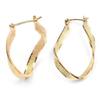 [M8975] - Gold Plated Hoop Earrings 'Ripples' - 32x20 Mm