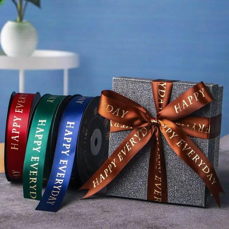 25mm*50yards Printed "just for You" Polyester Ribbons for Wedding Christmas Party Decorations DIY Bow Craft Ribbons