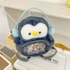 Penguin Theme Cartoon Plush Backpack Outdoor Large Capacity Transparent Itabag