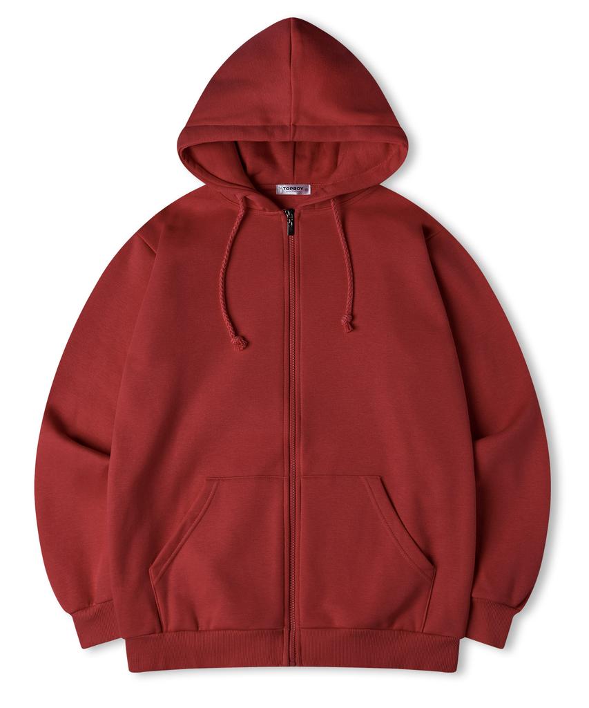 Худи с капюшоном Topboy Essential Regular с начесом, на молнии, цвет винный