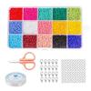 15 Colors Millet Beads with Lobster Clasp Open Ring Handmade Beading Set