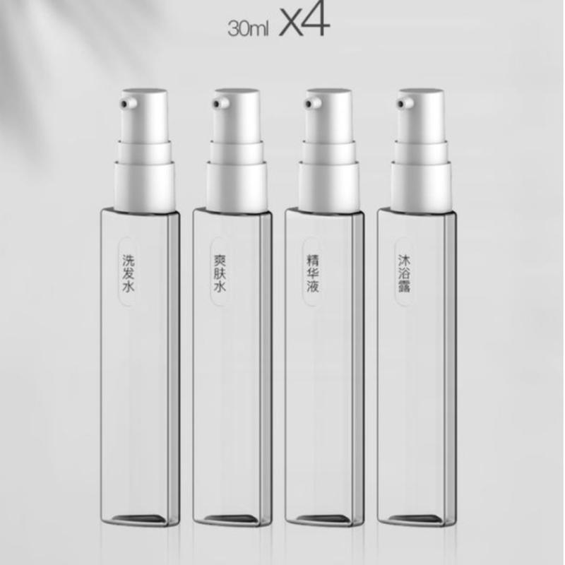 4 In 1 Travel Liquid Dispenser Split Bottle Shampoo Lotion Shower Gel Soap Bottle Empty Sub-bottle Press Container Bottles