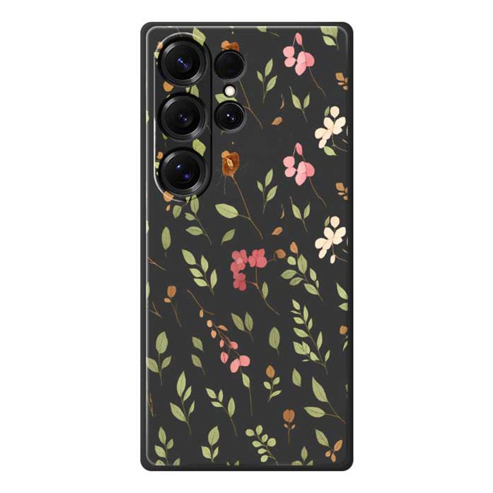 For Samsung Galaxy S25 Ultra Case Small Flower Leaves Pattern Printing Straight Edge TPU Phone Back Cover
