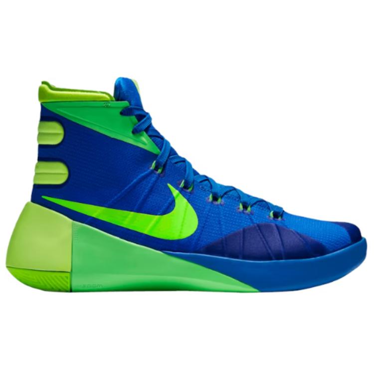 Nike Hyperdunk 2015 Амортизаторы Нескользящие Высокие баскетбольные кроссовки Унисекс Сине-зеленые Кроссовки Азиатская версия 749562-473
