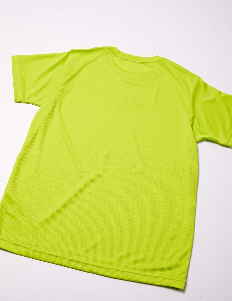 Mizuno Training Wear Short Sleeve T-Shirt with Big Logo, Moisture-Wicking, Quick-Drying, 32JA8155, Lime Green x Magenta, Size M (Japan)