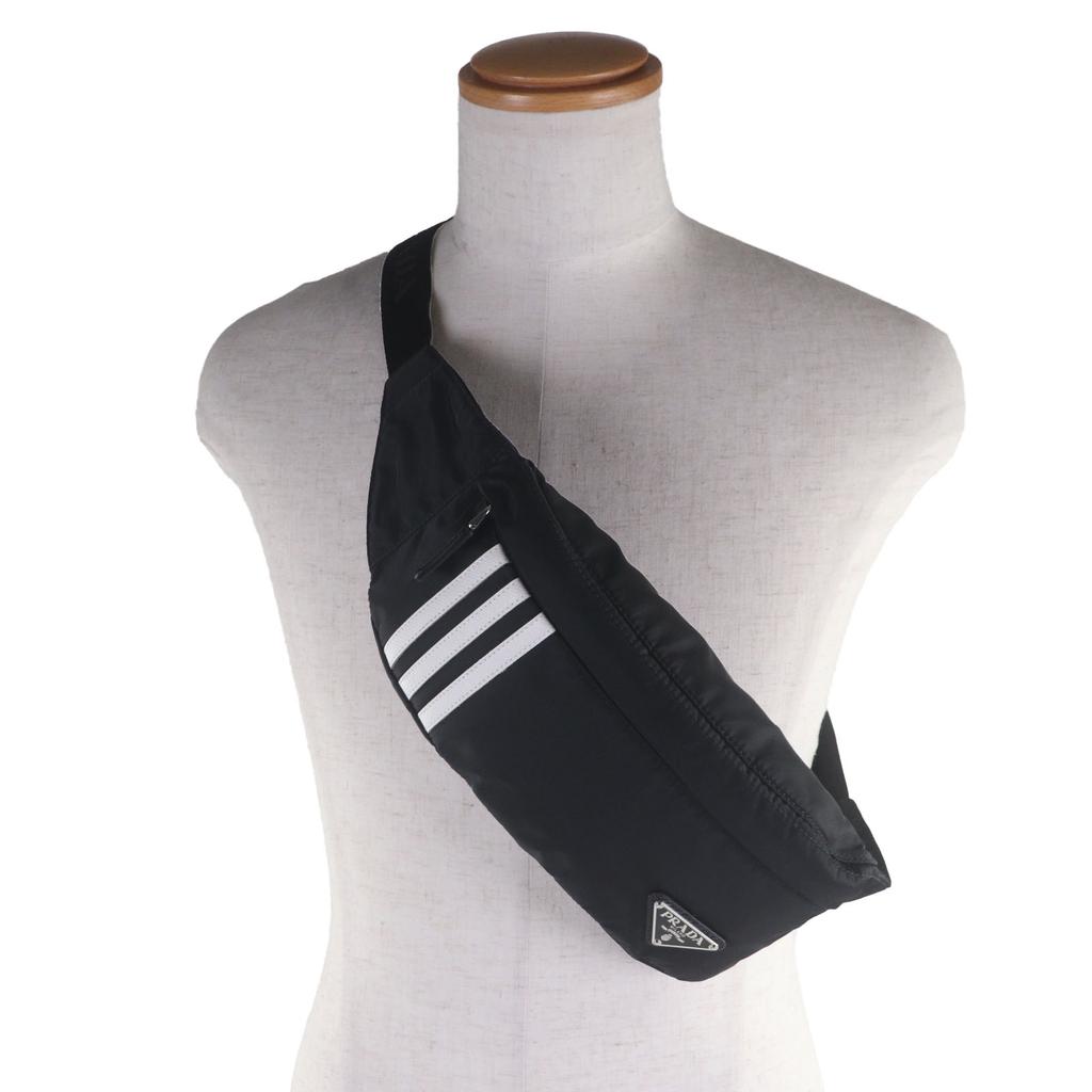Excellent PRADA adidas Sling bag RE-NYLON triangle logo black Nylon mens 2VL034 Used