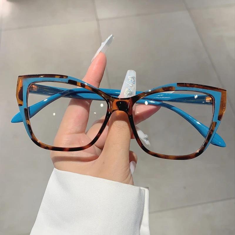 KAMMPT Oversized Cat Eye Women Glasses 2024 Fashion Ultralight Blue Light Blocking Eyewear New Original Computer Spectacles