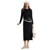 Xiangying Women's High-Waist Fringe Slit Midi Skirt