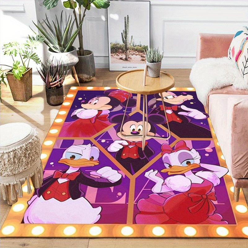 1pc Mickey and Friends Pattern Area Rug Soft Flannel Floor Mat for Living Room,Office,Bedroom and Carpet,Sofa Coffee Table Floor Mat