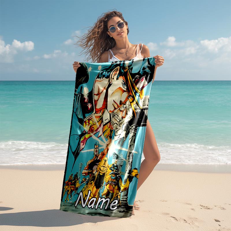 Personalized customized proof beach towel with JoJo's Bizarre Adventure pattern - soft, absorbent,quick-drying,perfect swimming,camping&bathing