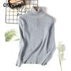 Свитер с высоким воротом, женская тонкая однотонная трикотажная нижняя рубашка с длинными рукавами