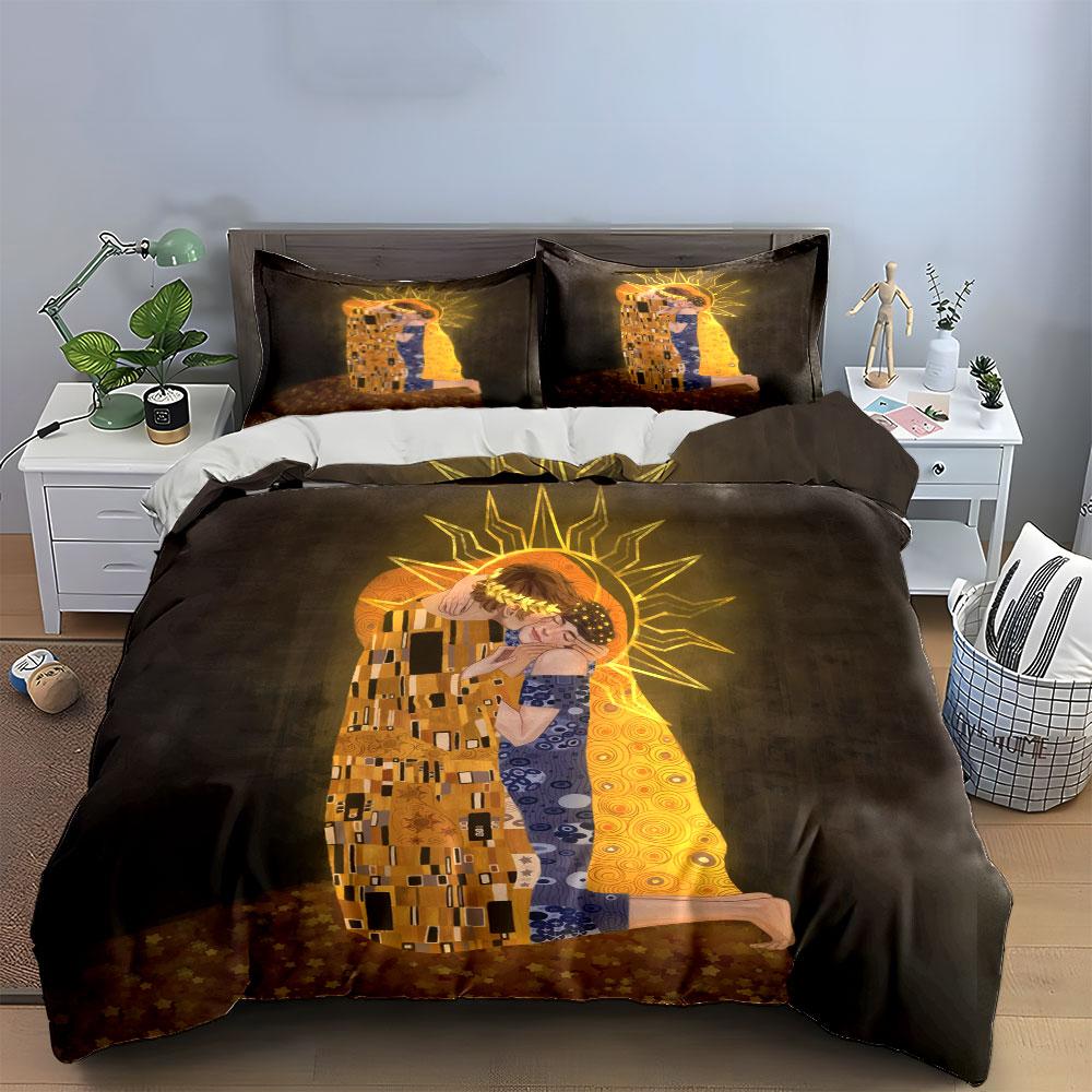 Romantic Art-Inspired Three-Piece Set kid's and adults' bedroom decor, Exquisite three-piece bedding set gift