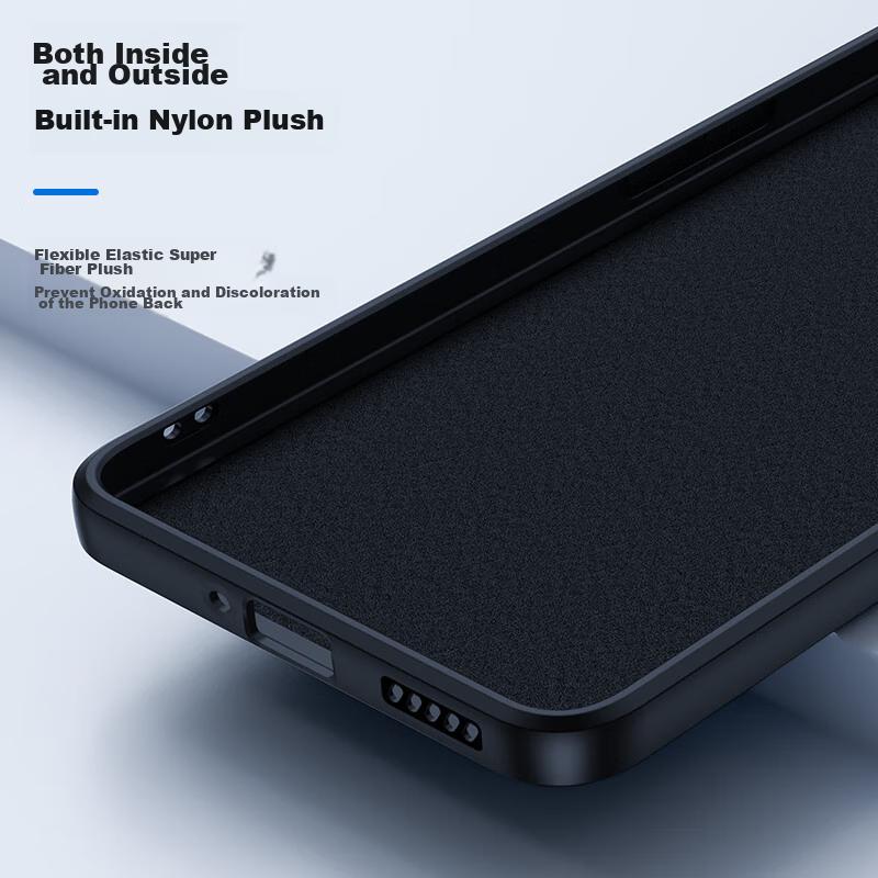 BIAZE Liquid Silicone Case for OPPO Reno7, Full Protection Shockproof Ultra-Thin Flocked Lining Heat Dissipation Liquid Frosted Soft JK110 Black