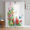 Прозрачные оконные шторы с тропическими цветами для гостиной, тюлевые шторы для спальни для девочек, кухонная вуаль, шифоновые шторы