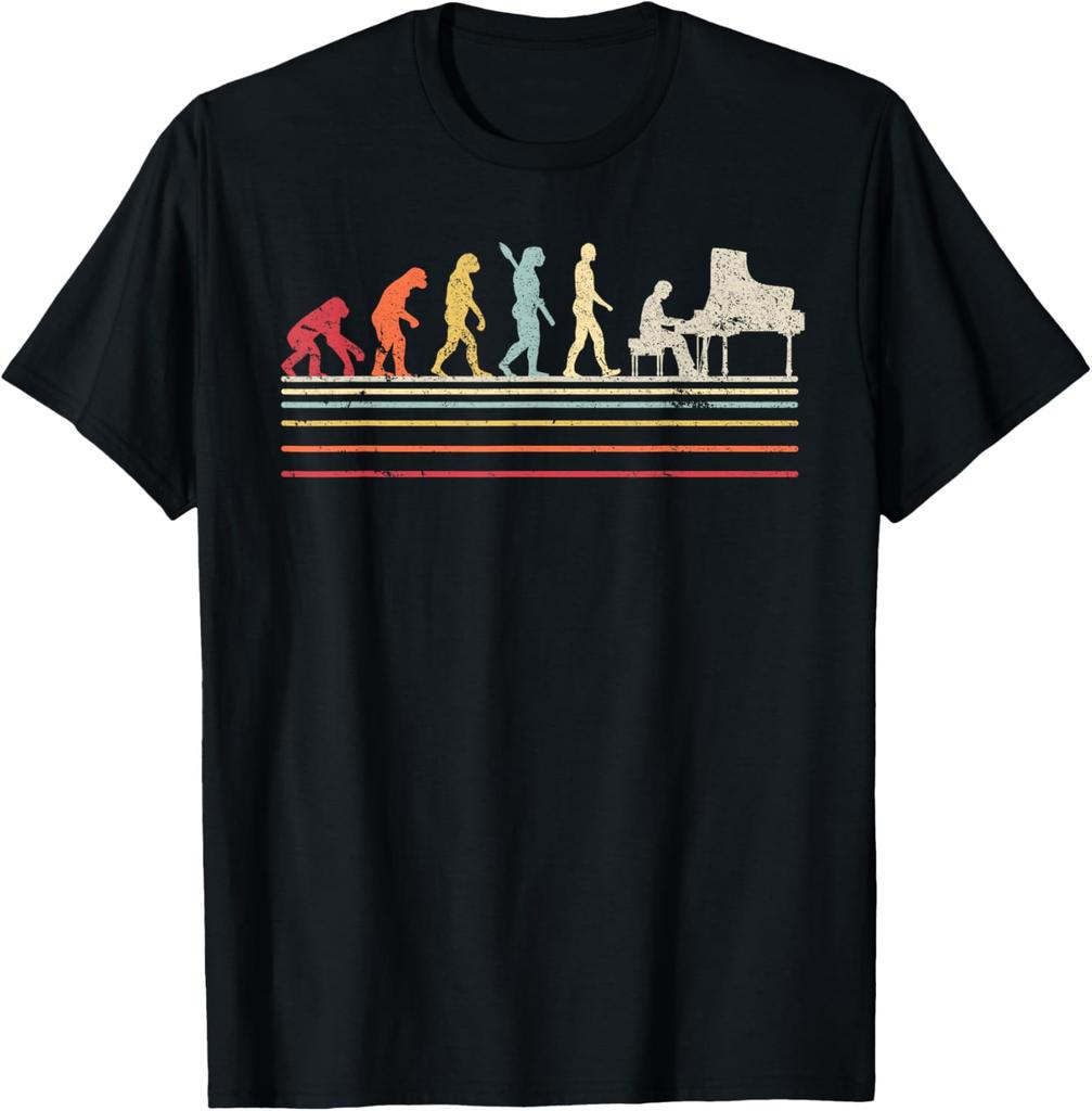 Funny Piano T Shirt. Retro Vintage Evolution of Man Shirt T-Shirt Unisex Summer Streetwear Tops Funny Shirt Ropa Hombre