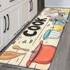 Ковровая дорожка с принтом кухонной утвари "COOK" в мультяшном стиле, нескользящий, моющийся, прочный коврик для кухни, прачечной, прихожей, столовой