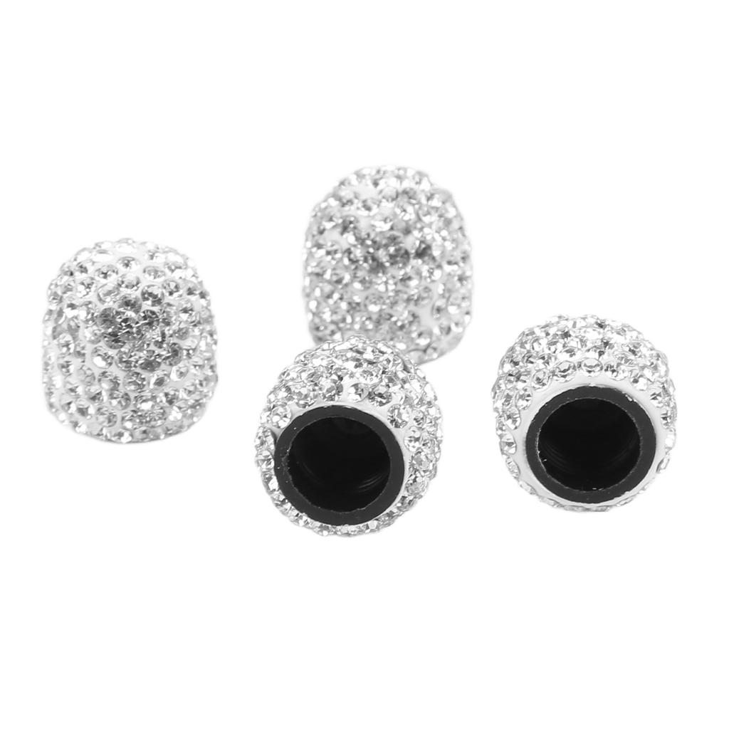 4 шт. Блестящие колпачки штока клапана 15 мм Колпачки для воздуха штока Украшение шины Универсальные для автомобиля мотоциклаСеребристый