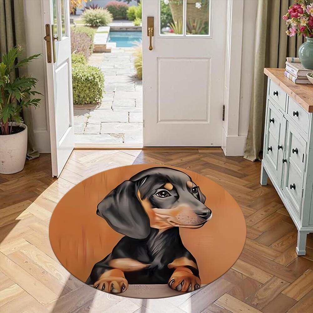 Dachshund Round Floor Mat Design for Dormitory Decorate room Hallway Bedrooms Antislip Round Carpet Decorate Offices