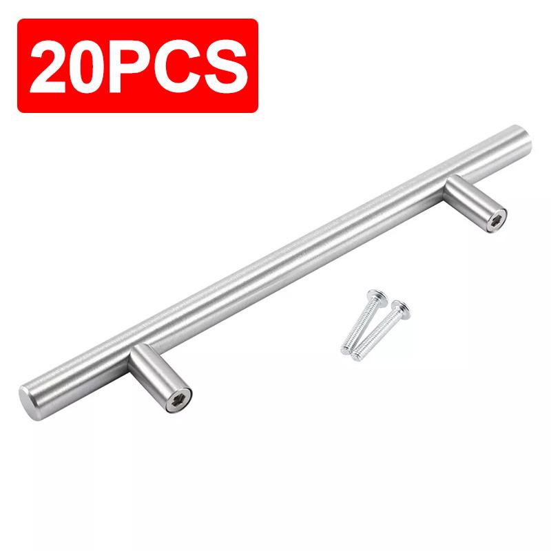 20Pcs/Pack Handle DIY Drawer Pulls Kitchen Door Knob Sliver Cupboard Stainless Steel Furniture