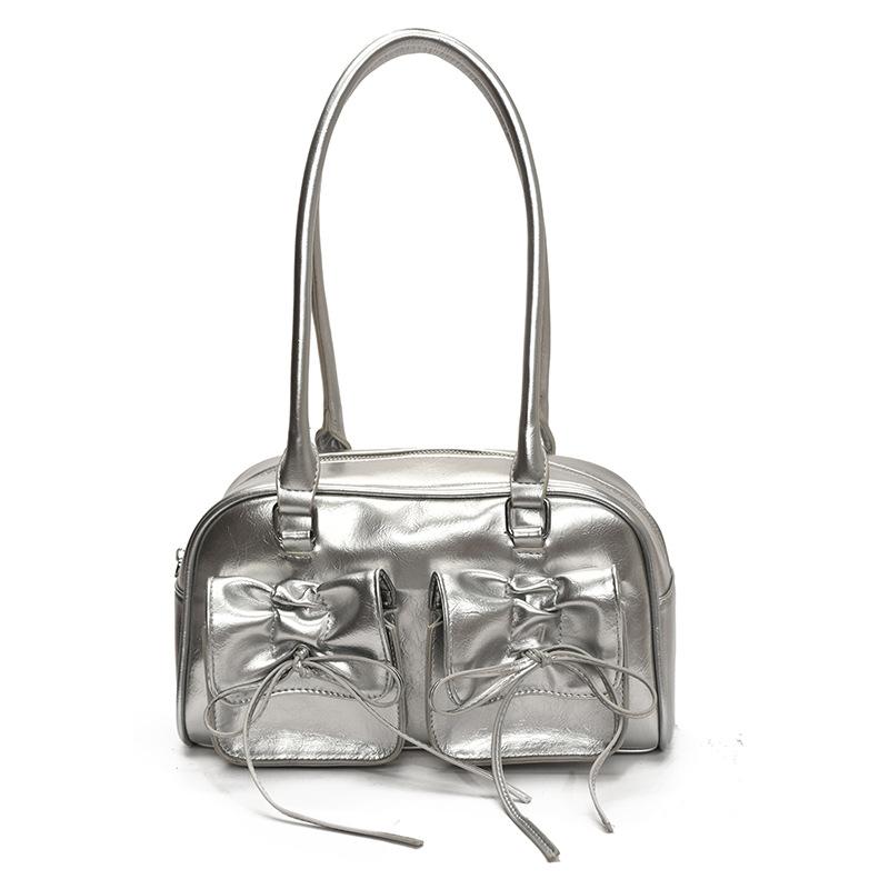 Korean version of trendy ballet style personalized pleated underarm Boston bag women's foreign style versatile fashion Spice girl style shoulder bag