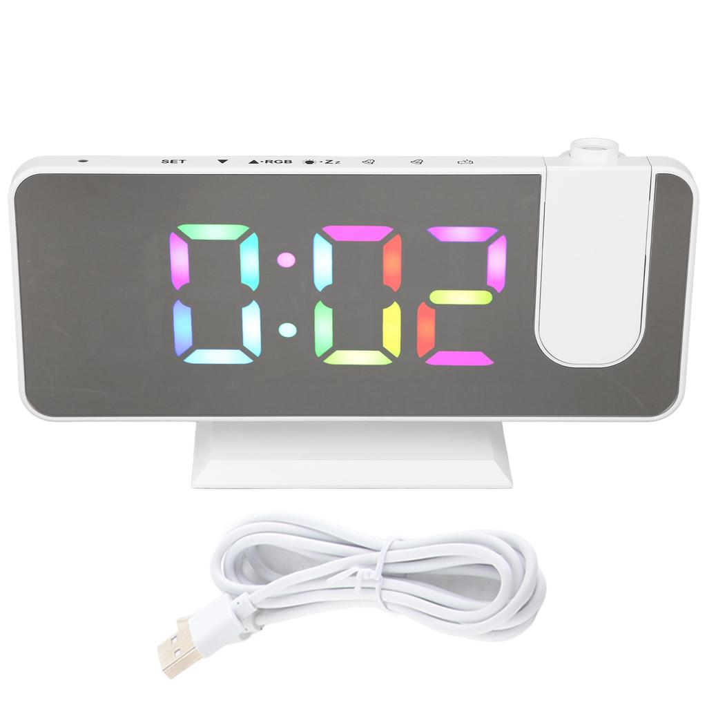 RGB Digital Alarm Clock Mirror Surface Adjustable Brightness Modern Desk Clock with 180 Degree