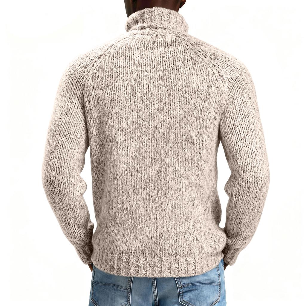 Men's Fashion Knitting Pullover Long Sleeves Loose Flip Collar Sweater