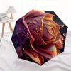 Rose, Waterdrops Theme 8 Bone Hand Automatic Folding Umbrella, Compact and Portable Design, A Perfect Gift for Birthday, Christmas or Busine