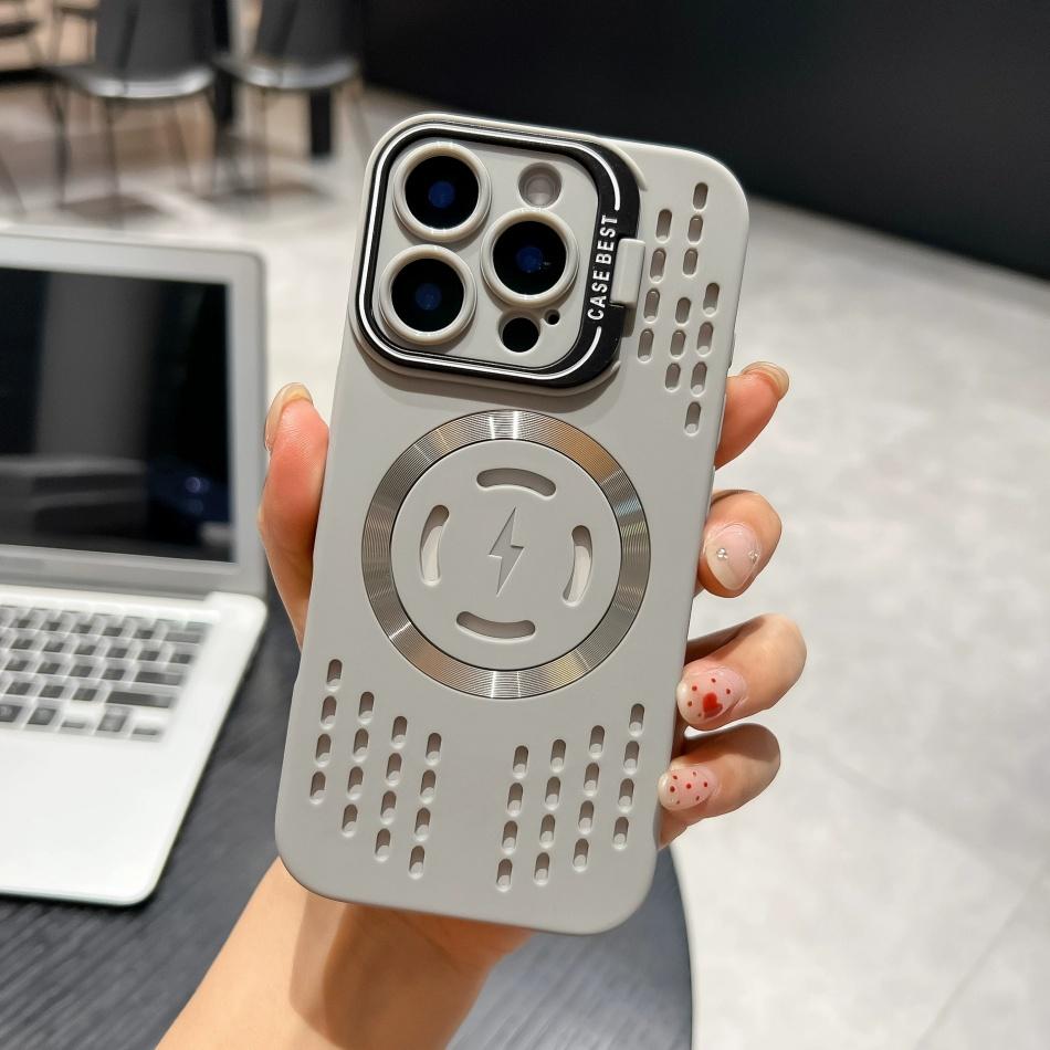 Breathable Soft Phone Cases for iPhone 16 15 14 13 12 11 Pro Max Plus Cooling Heat Dissipation Magnetic Back Cover