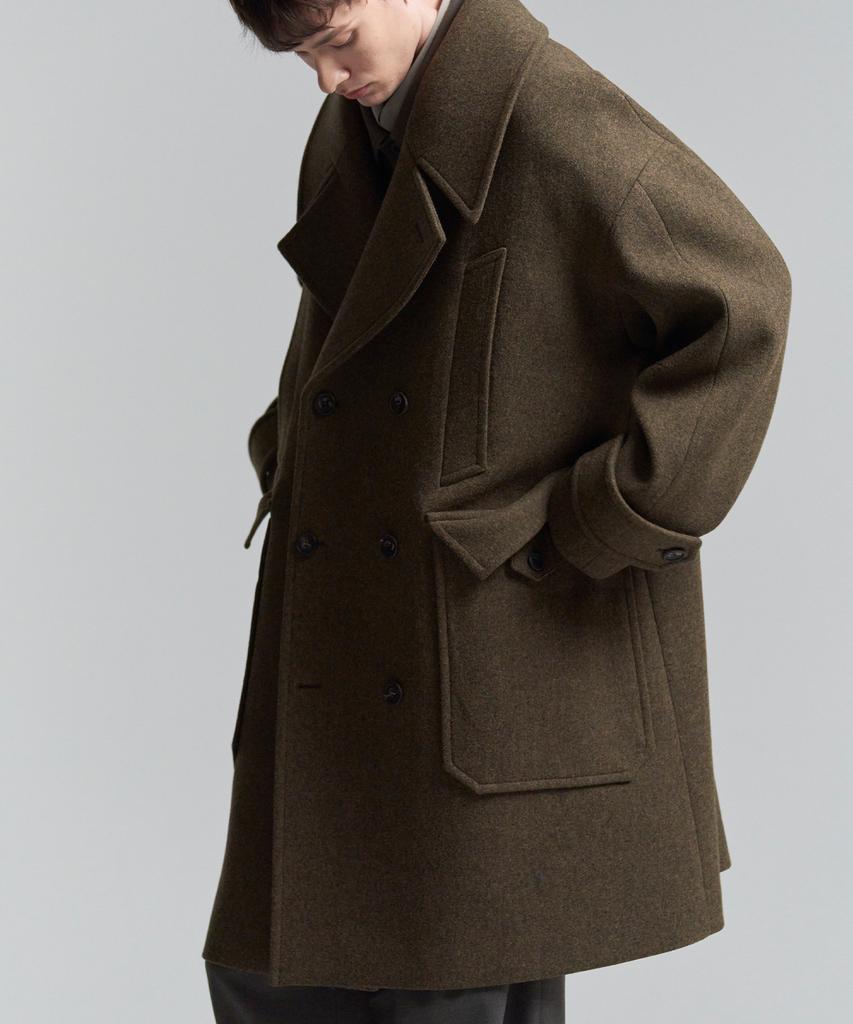 Woosuk Oversized Double Coat (Dark Olive)