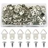 Triangular Hanging Hooks, Set of 100, for Picture Hanging, Bill Hooks, Small Hooks, with Wood Screws and Box (Silver)
