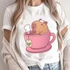 Cute Capybara Anime Women's T-shirt Casual Ulzzang Short Sleeve Tees Cartoon Graphic Y2K Tops Female Blouse Aesthetic Clothing