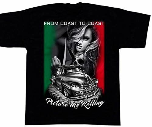 Coast to Coast Mens Heavyweight T-Shirt Mexico Chicano Art Lowrider Unisex T-Shirt