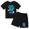 3-12 Ensemble décontracté sportif pour garçons et filles, T-shirt d'été cool à manches courtes et imprimé numéros 6 et 7, style