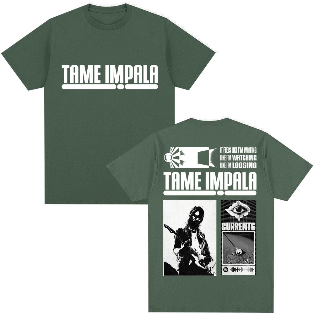 Футболки с альбомом Currents группы Tame Impala, мужские, женские, Харадзюку, винтажные, повседневные, мужские, хип-хоп, оверсайз, хлопковая футболка