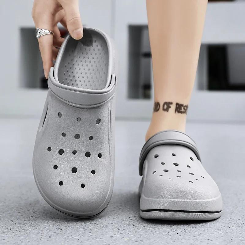 Тапочки мужские базовые модные новые уличные туфли на платформе для мужчин повседневная обувь нескользящая подошва комфортные садовые водонепроницаемые сандалии