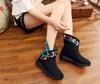Women's Embroidered Short Boots - 2020 Autumn/Winter Hanfu Style, Low Heel, Ethnic Pattern, Old Beijing Cloth Shoes.