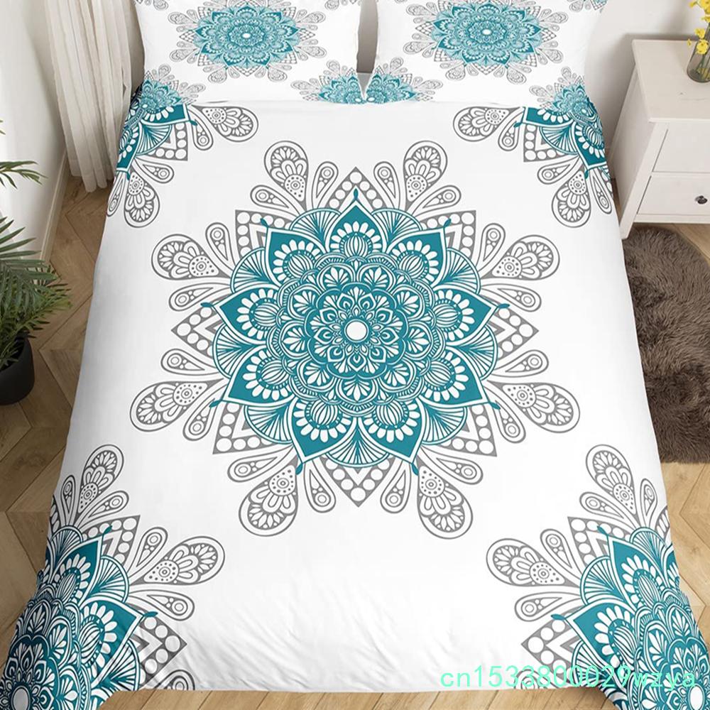Пододеяльник с цветочным принтом в стиле ретро Мандала Queen Color Lotus Flower, комплект постельного белья Abstract Art, экзотическое бохо-покрывало