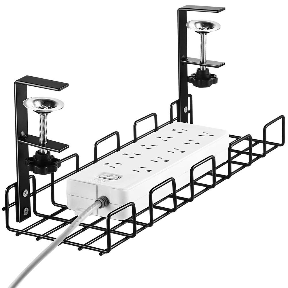 Punch-Free Under-Desk Cable Organizer & Power Strip Rack
