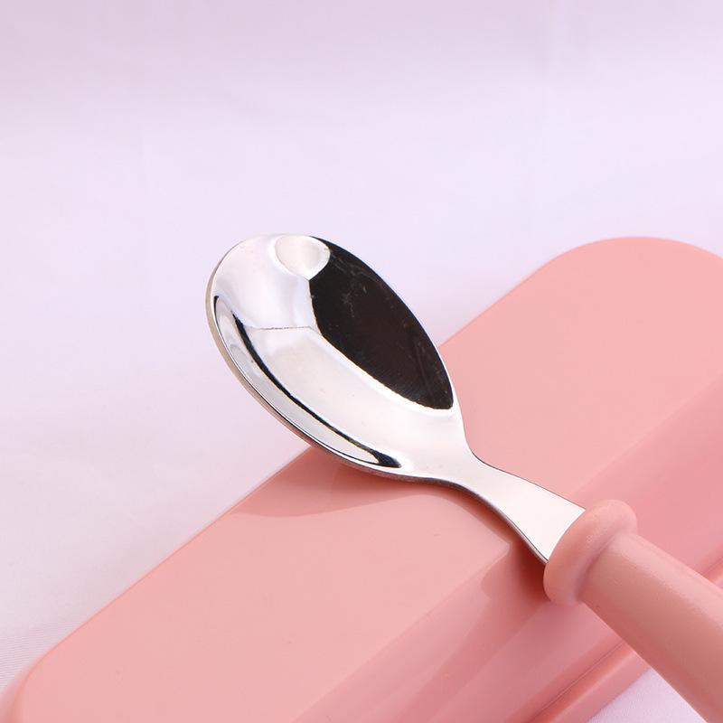 3 шт., детская ложка, вилка, коробка, детские столовые приборы из нержавеющей стали, портативная посуда для кормления ребенка, детские ложки, набор детской посуды