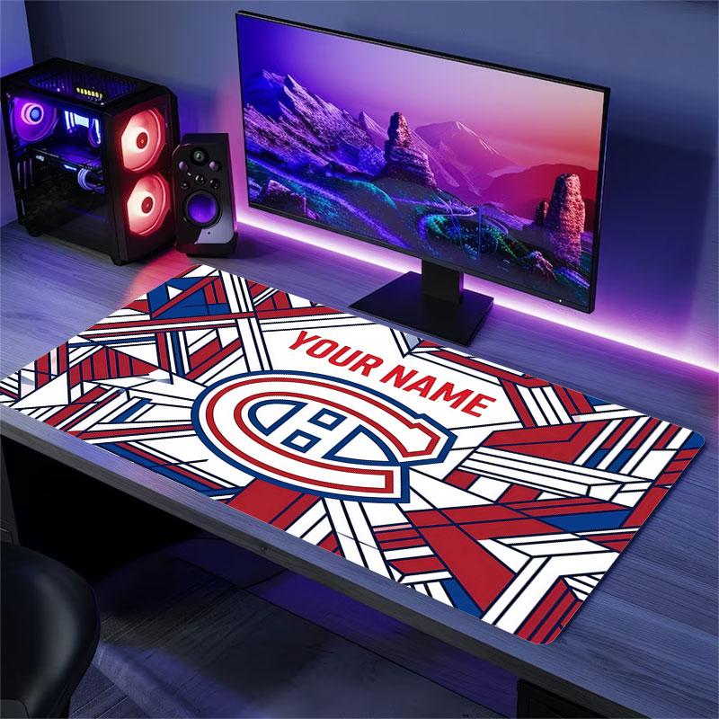 Custom Name,Montreal Canadiens Mouse Pad, Large Gaming Desk Mat, Non-slip XXL Mousepad for Laptop & Tablet, Mini PC Playmat with Stitched Edges
