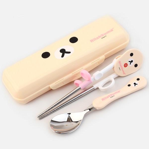 Набор корректирующих палочек для еды Rilakkuma, корилак цвета слоновой кости, ложка + палочки для еды + футляр