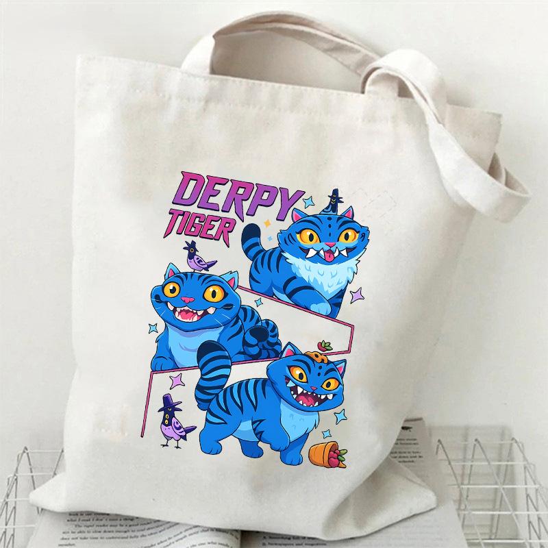 KPOP Группа Охотников на Демонов Холщовая сумка с принтом тигра Сумка через плечо для студентов Повседневная сумка-тоут для покупок
