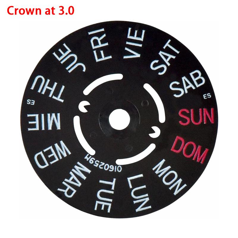 Black/White Date Week Wheel NH35 NH36 Movement Arabic Movement Dial Fits NH35 NH36 Automatic Movement Crown At 3.0 or 3.8 Oclock