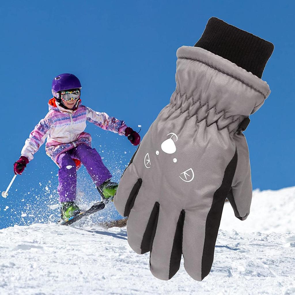 Children'S Ski Gloves Children'S Solid Color Printed Cold And Wind Proof Warm And Cold Proof Gloves