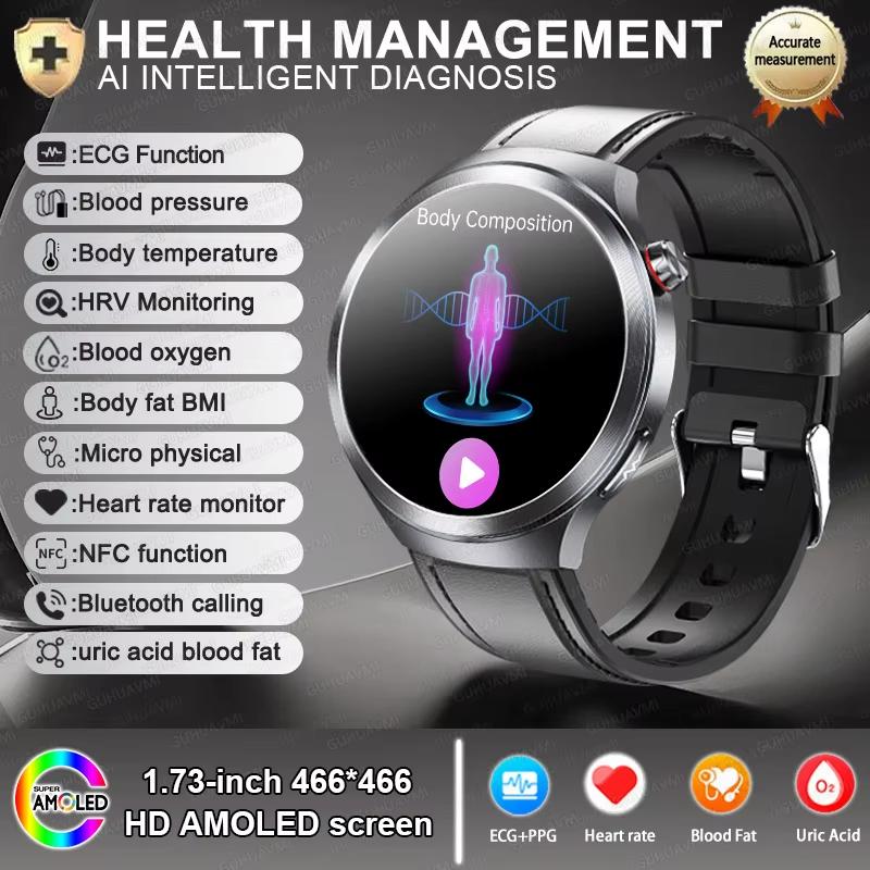 2025 New ECG+PPG Smart Watch Lipids Uric Acid Blood Pressure Health Watch Men NFC Access 100+Sport HD Bluetooth Call Clock Women
