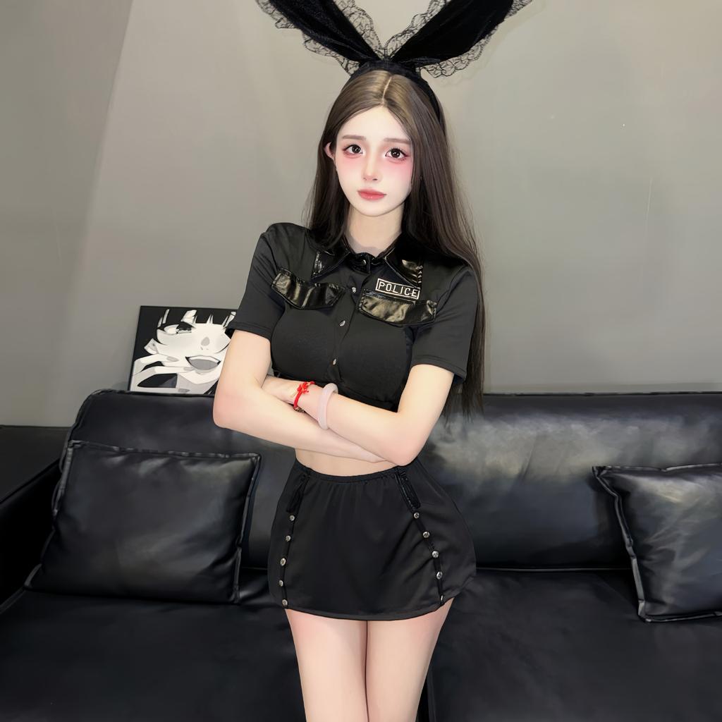 Сексуальное белье Сексуальный полицейский Косплей Униформа Соблазнение Секретарь Обертывание Бедер Открытая Промежность Избегайте Атаки Скорости в Постели