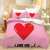 3D пододеяльник на День святого Валентина, 2/3 предмета, комплект постельного белья «Романтическая любовь», кровать King/Queen, полный размер, роскошный пододеяльник, чехол для влюбленной пары
